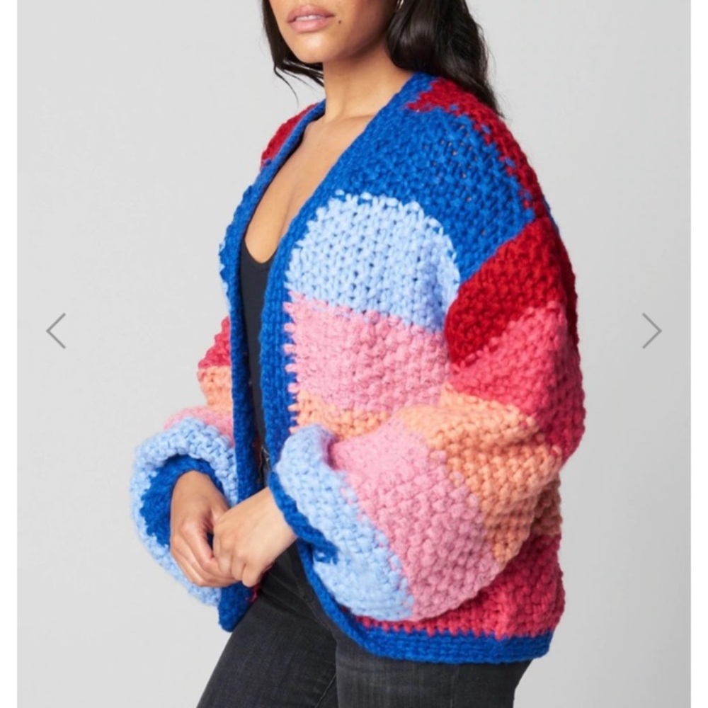 Blank NYC Cozy Blue and Pink Cardigan Sweater